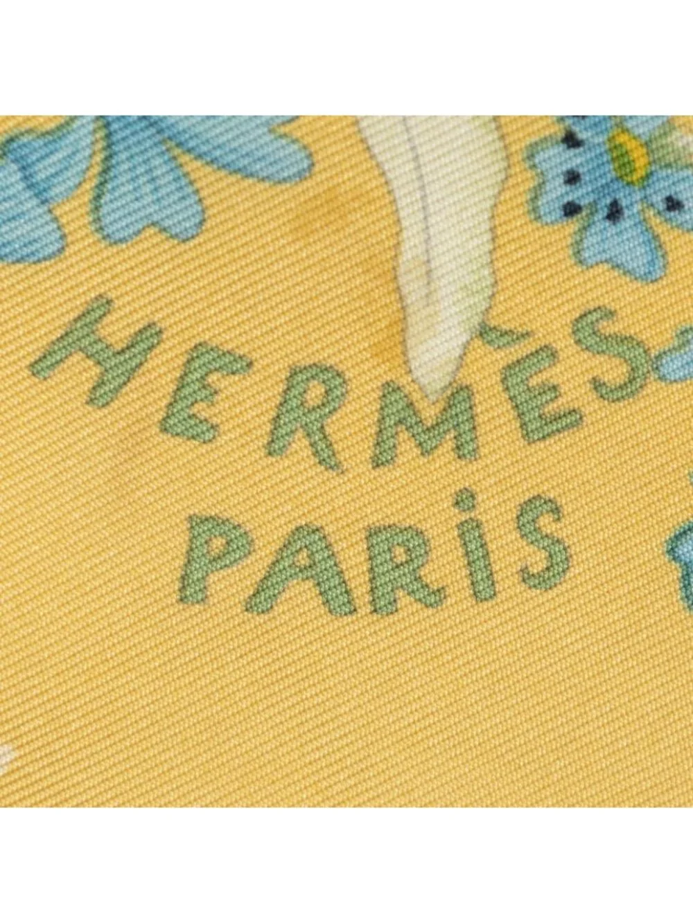 Hermes Scarf Yellow Green Twill Silk